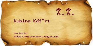 Kubina Kürt névjegykártya